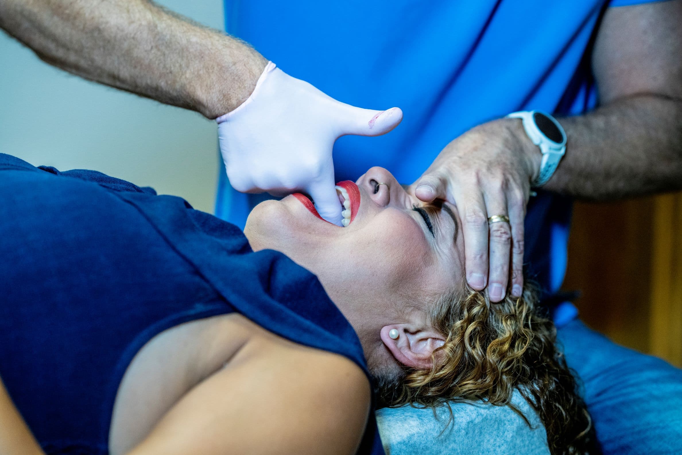 Dr. Foss performing SOT Craniopathy cranial adjustment